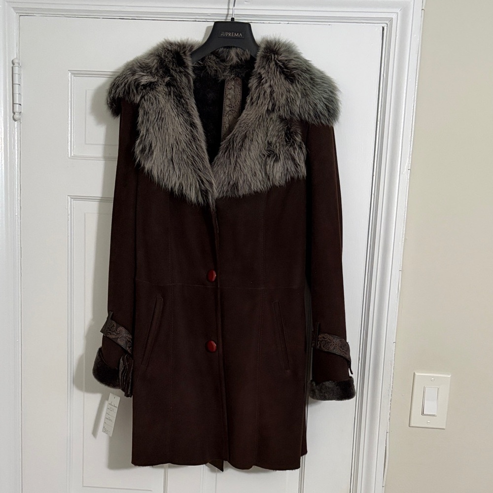 Women's Brown Fur-Trimmed Coat